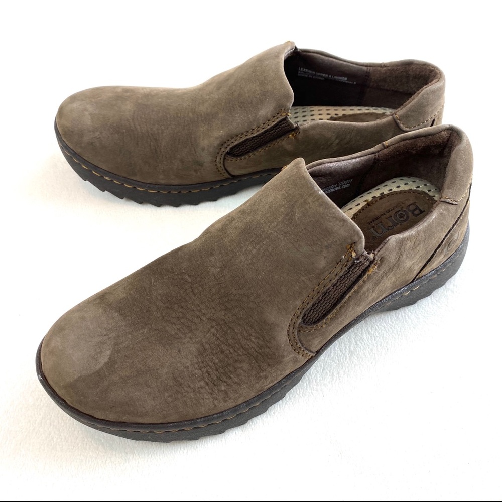 Born Phoebe Nubuck Taupe Slip On Loafers - Picture 3 of 15